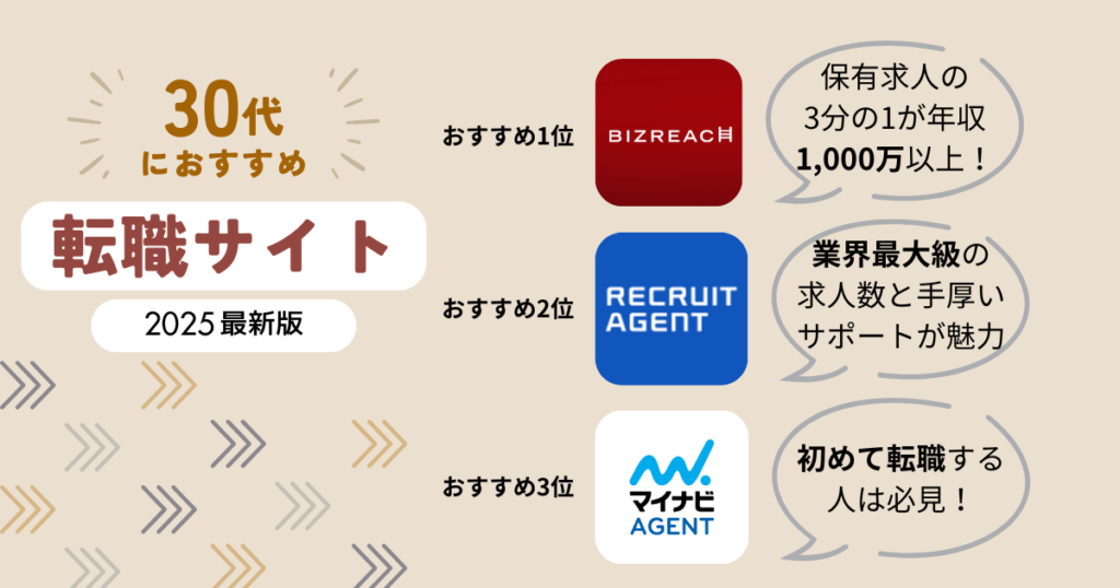 【2025年最新】30代向けのおすすめ転職サイトを徹底解説